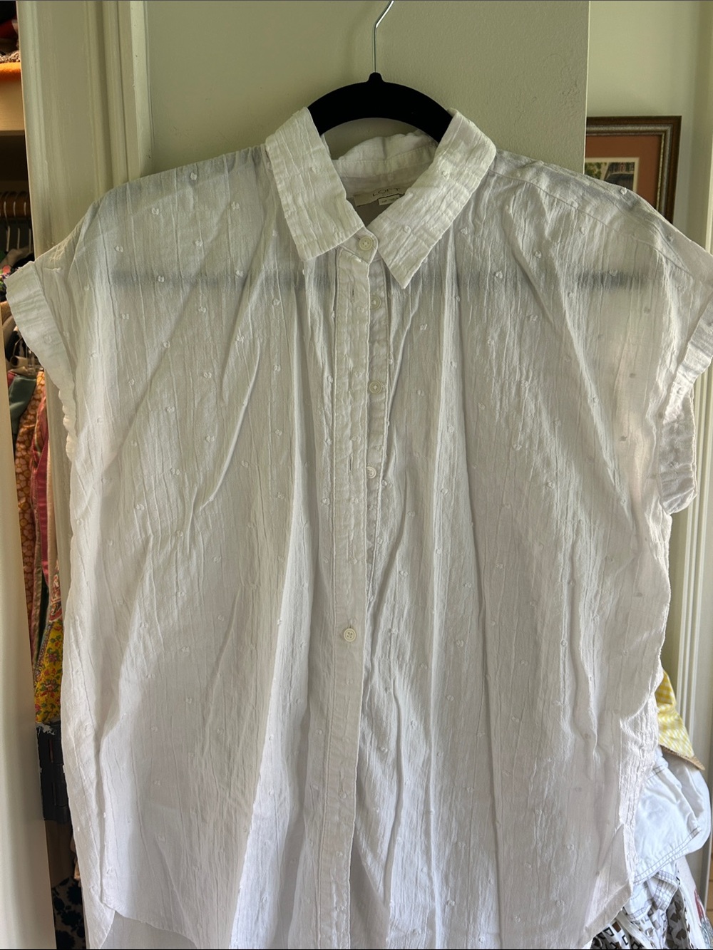 Loft- Classic White Short-Sleeve Button-Down Shirt